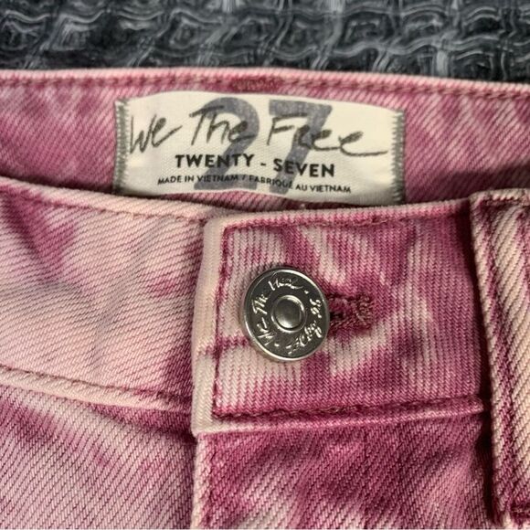 FREE PEOPLE Pink Asymmetrical Raw Hem Mini Skirt Waist Size 27 #754 - Picture 4 of 10